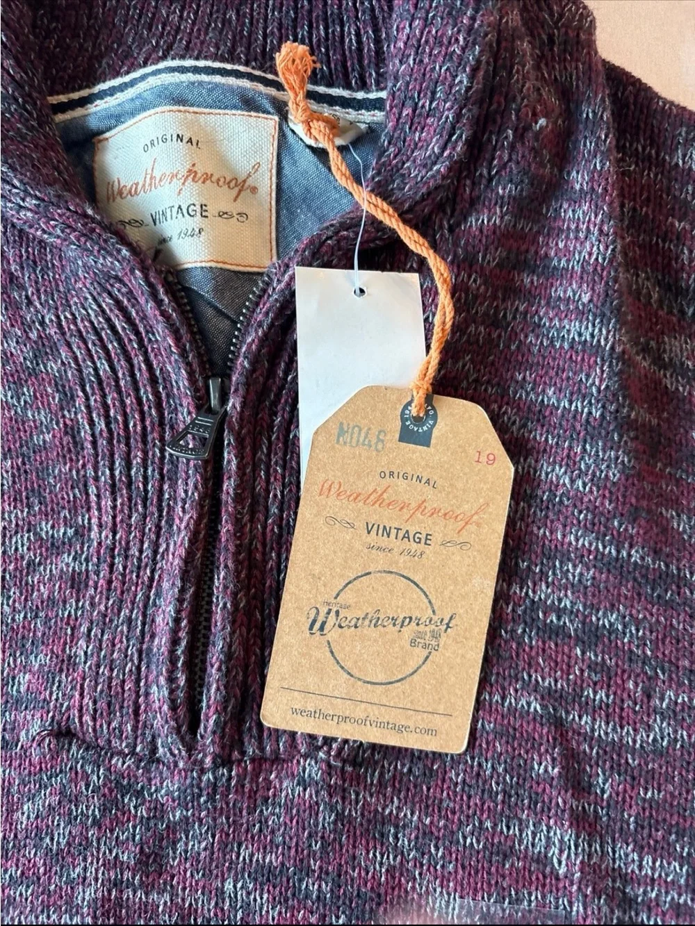 Weatherproof Men's Marled Wine Half-Zip Sweater
